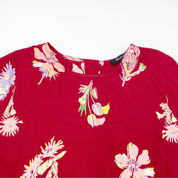 Madewell Crimson Red Bird of Paradise Button Back Top Blouse L9189 Size XS - Picture 5 of 9